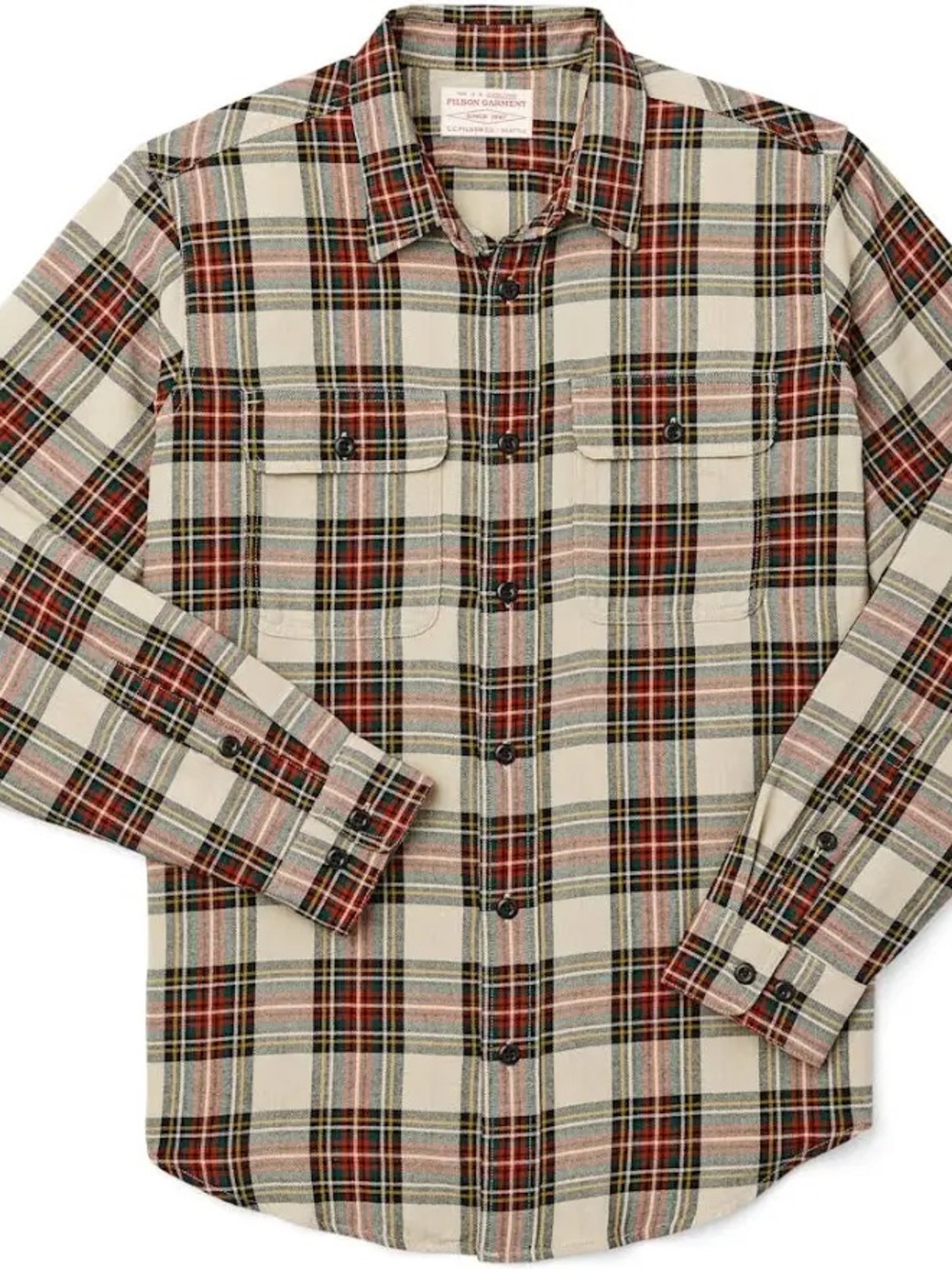 Filson Men's Scout Shirt Size M in Stone Tartan Plaid